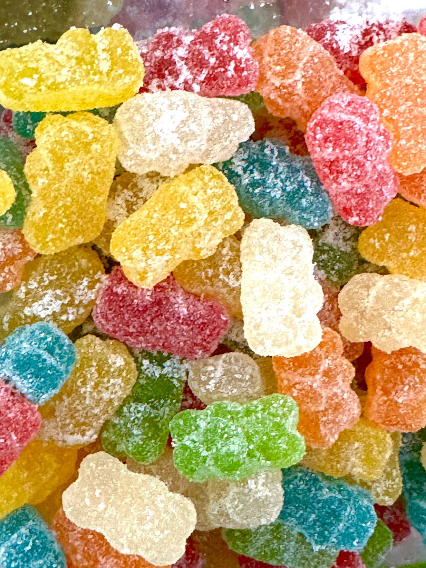 Multi coloured delicious looking fizzy gummy bears 